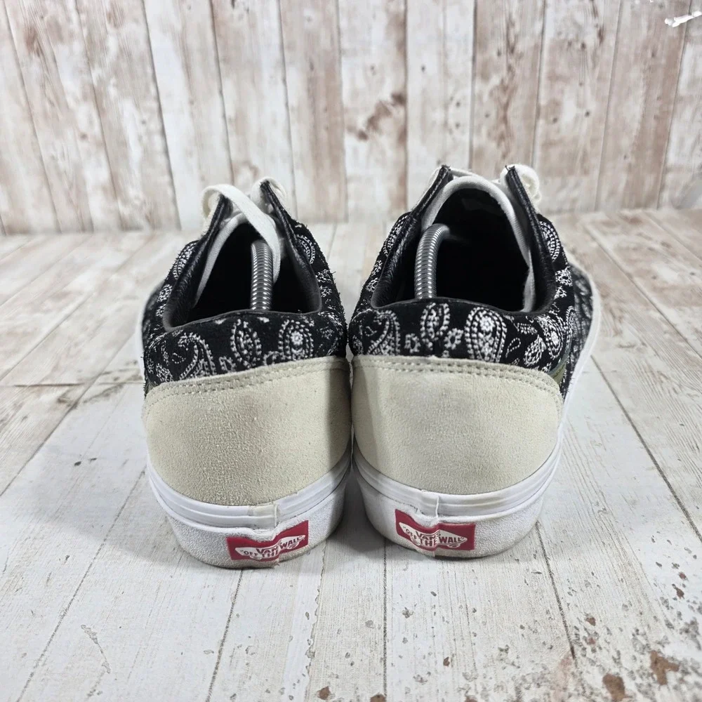 Vans Old Skool Black Paisley Cream Suede Olive Green Stripe Mens 12 Sneakers